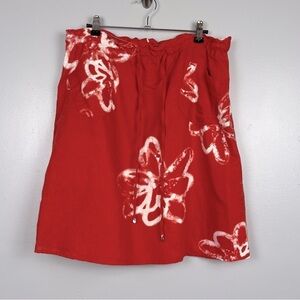Lole linen cotton blend orange floral bleach print drawstring skirt, small.